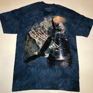 The Mountain Eagle Reflections of Freedom Liberty American Flag T-Shirt S-M